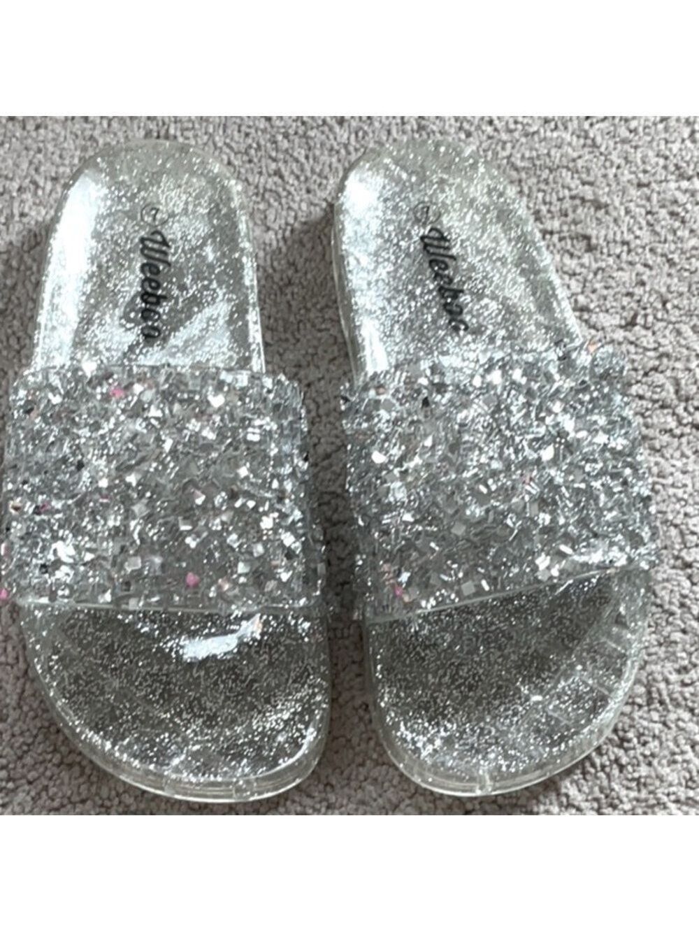 Silver Embellished Rubber Sandals Size 7.5 8